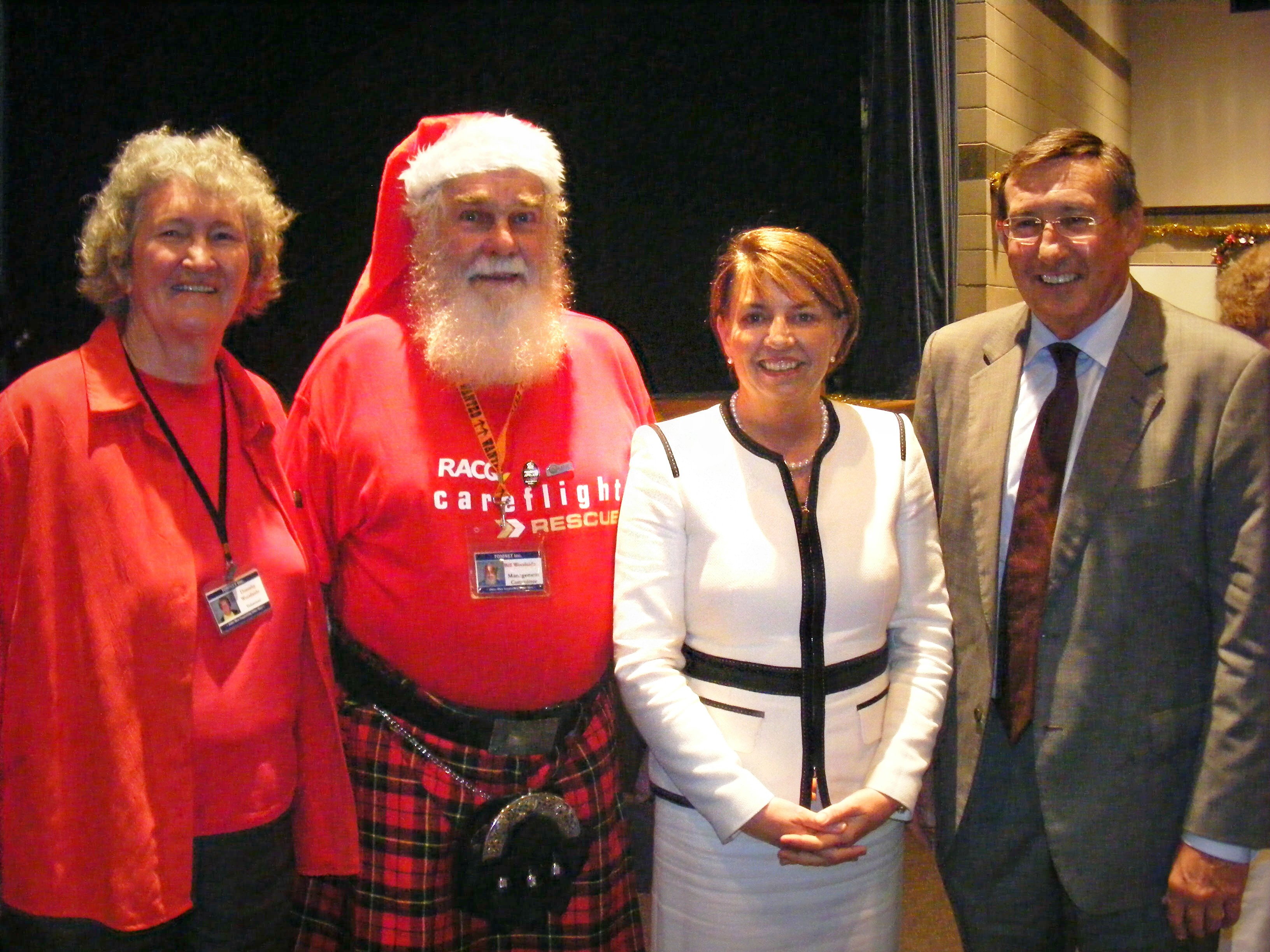 Dorothy and Bill Woodside with Pemier Anna Bligh an Kerry Shine MP at The Premier's Christmas Concert