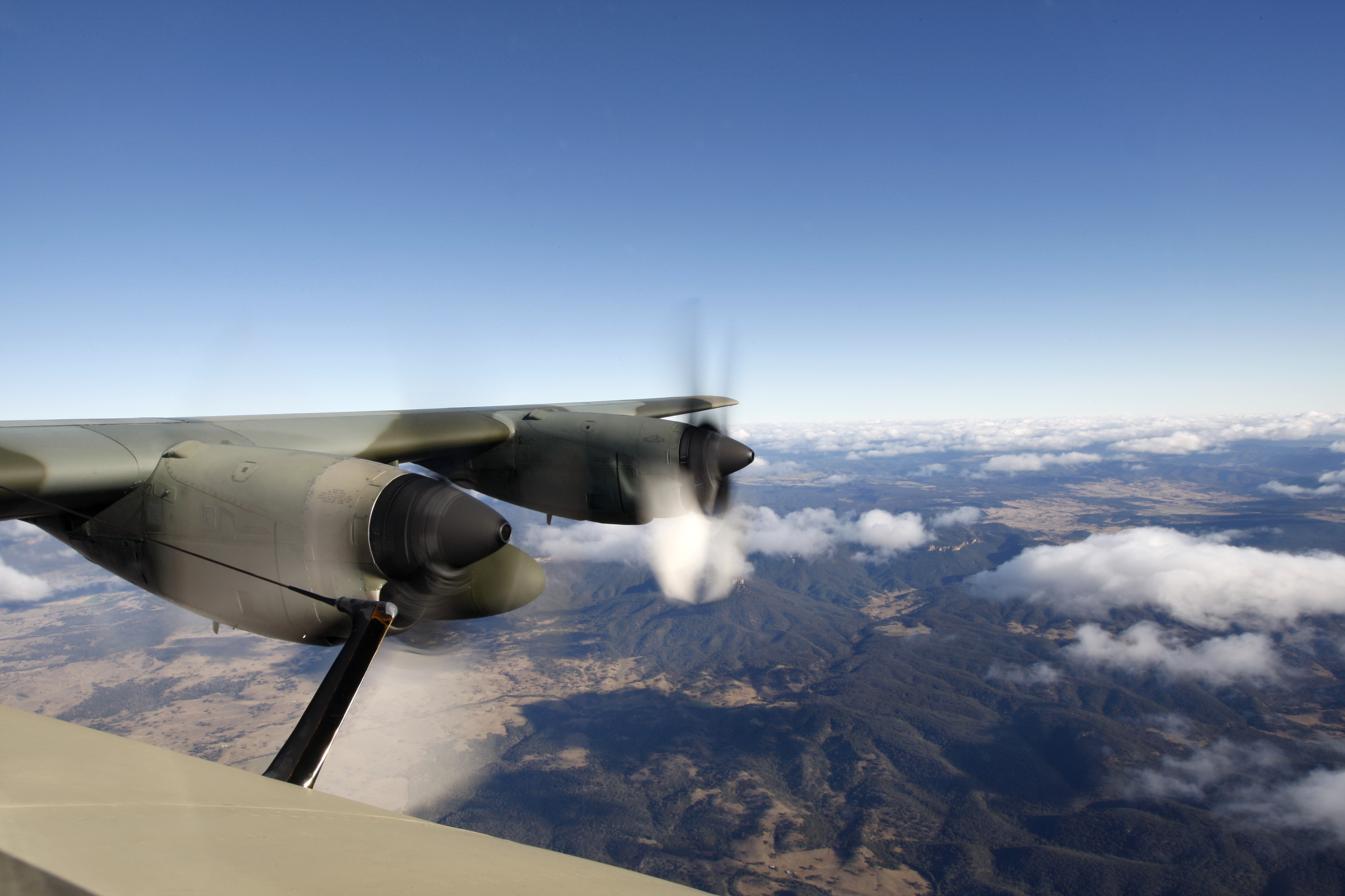 No. 37 Squadron C-130H Hercules A97-005 over rural New South Wales