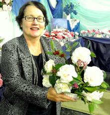 Lyn Shailer with Camellias
