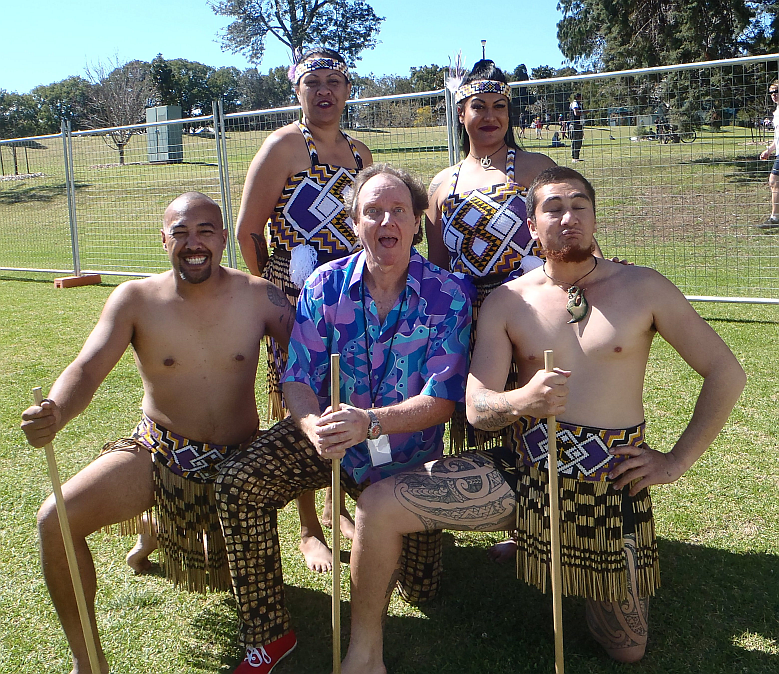 Krazy Kevin with the Maori troupe