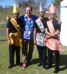 Krazy Kevin with Indonesian performers