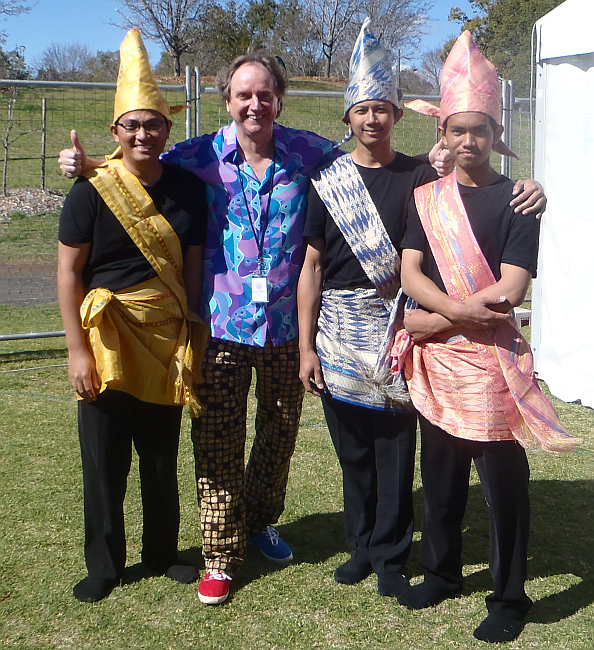 Krazy Kevin with Indonesian performers